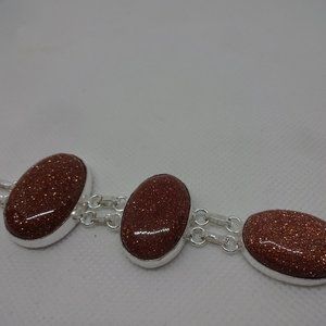 Sparkling "GOLD SUNSTONE" Handmade Sterling Bracelet 7.5" #254A